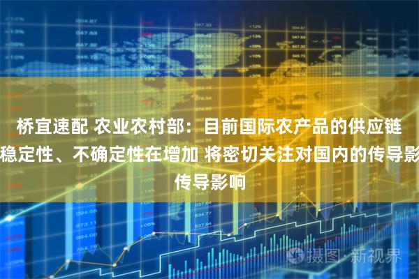 桥宜速配 农业农村部：目前国际农产品的供应链不稳定性、不确定性在增加 将密切关注对国内的传导影响