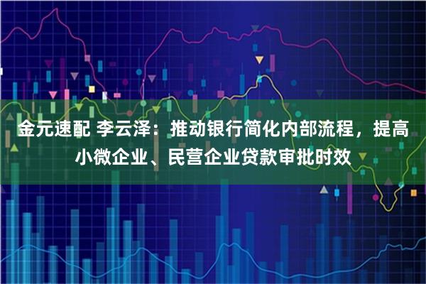 金元速配 李云泽：推动银行简化内部流程，提高小微企业、民营企业贷款审批时效